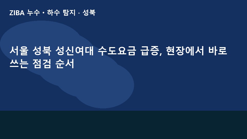 서울 성북 성신여대 수도요금 급증, 현장에서 바로 쓰는 점검 순서